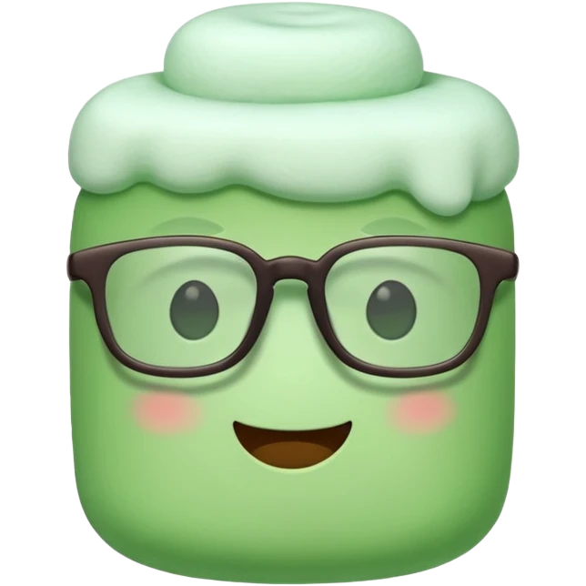 green marshmallow with glassess, just marshmallow emoji