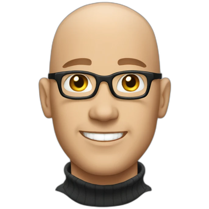 Bald happy white man with turtleneck emoji