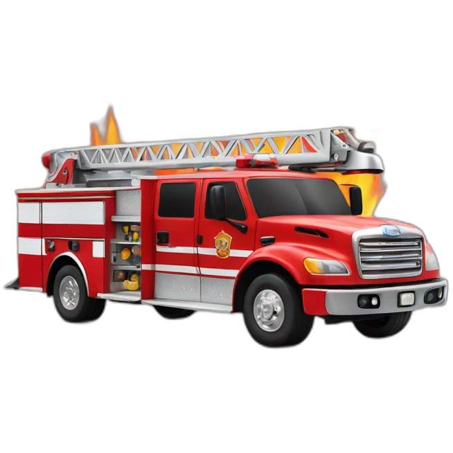 firetruck on fire with flames and smoke emoji