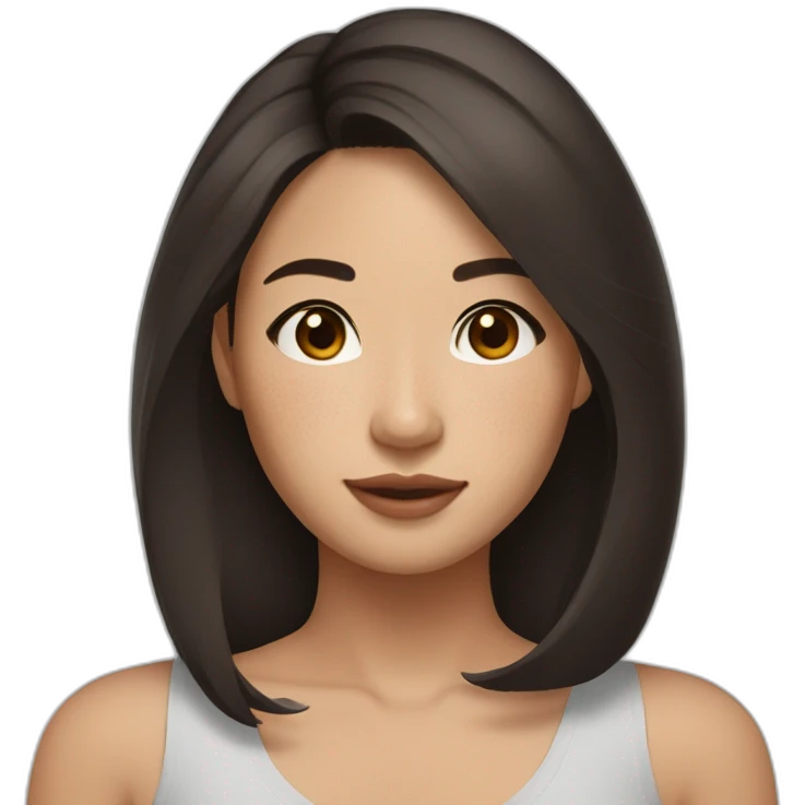filipina freckles shoulder-length dark brown hair emoji