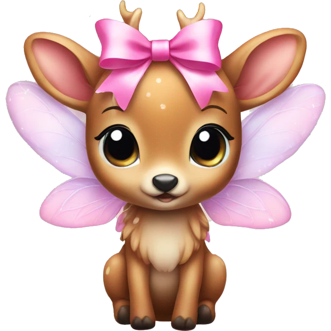 baby deer with fairy wings and a pink bow around its neck  emoji