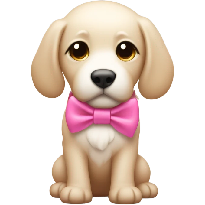 A cute dig wearing a pink bow emoji