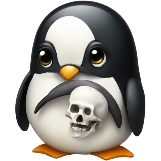 Penguin with hamlet skull  emoji