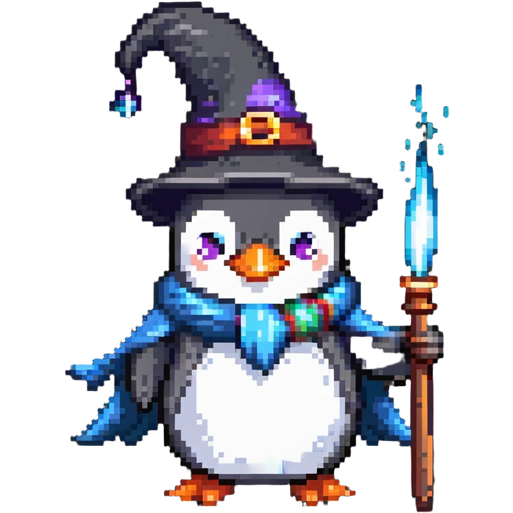 Penguin wizard casting a spell emoji
