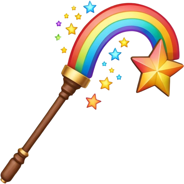 Rainbow starry galaxy magic wand emoji