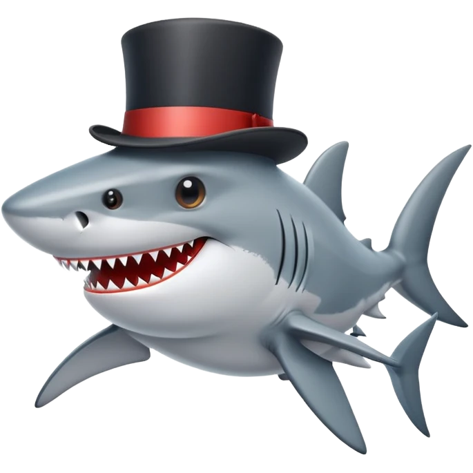 Shark with a top hat emoji