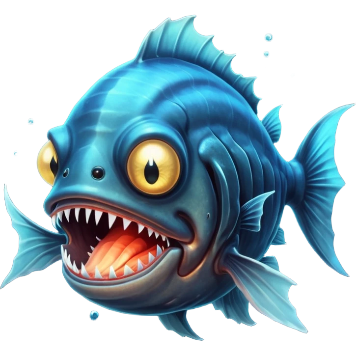 anglerfish with the light under dark water emoji