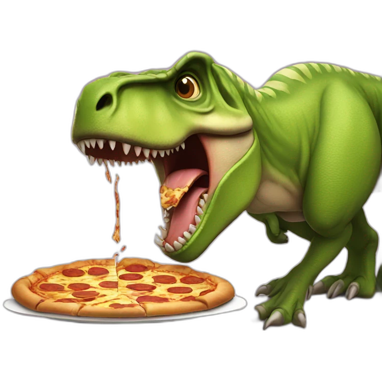T-Rex eating pizza emoji