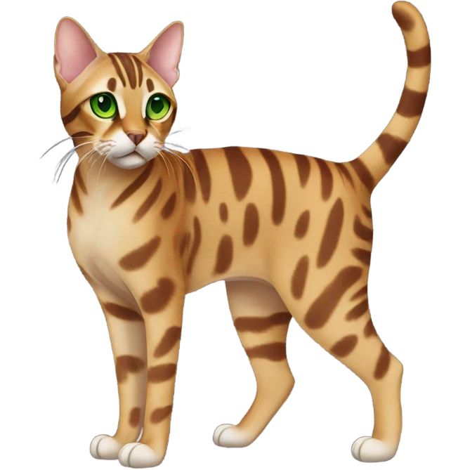 Full Body Bengal Cat With Green Eyes emoji