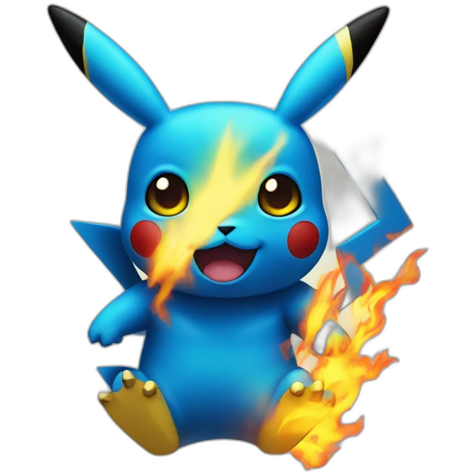 Blue Pikachu on fire emoji