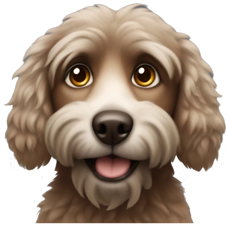 Fluffy brown dog with gray eyes emoji