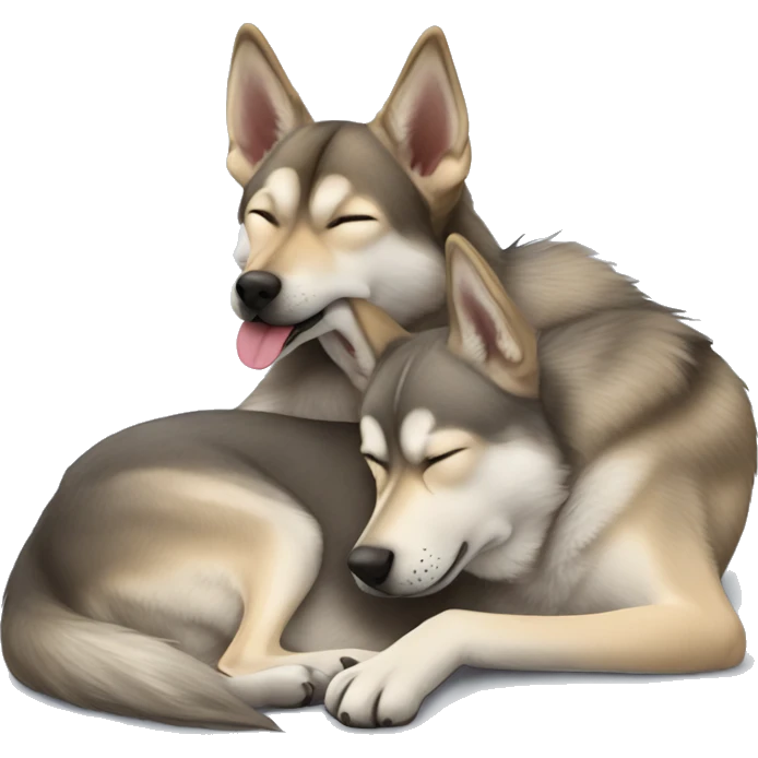 Czechoslovakian Wolfdog sleeping with a brunette girl emoji