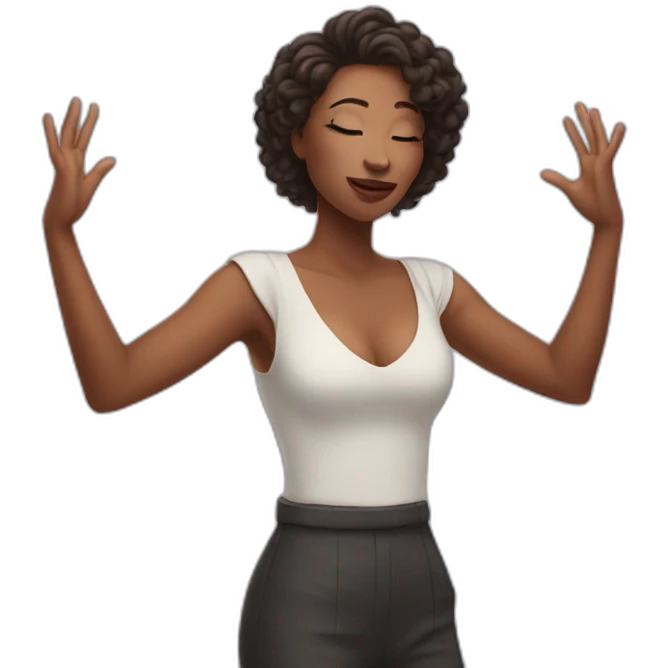 woman holding her arms out blowing a kiss emoji