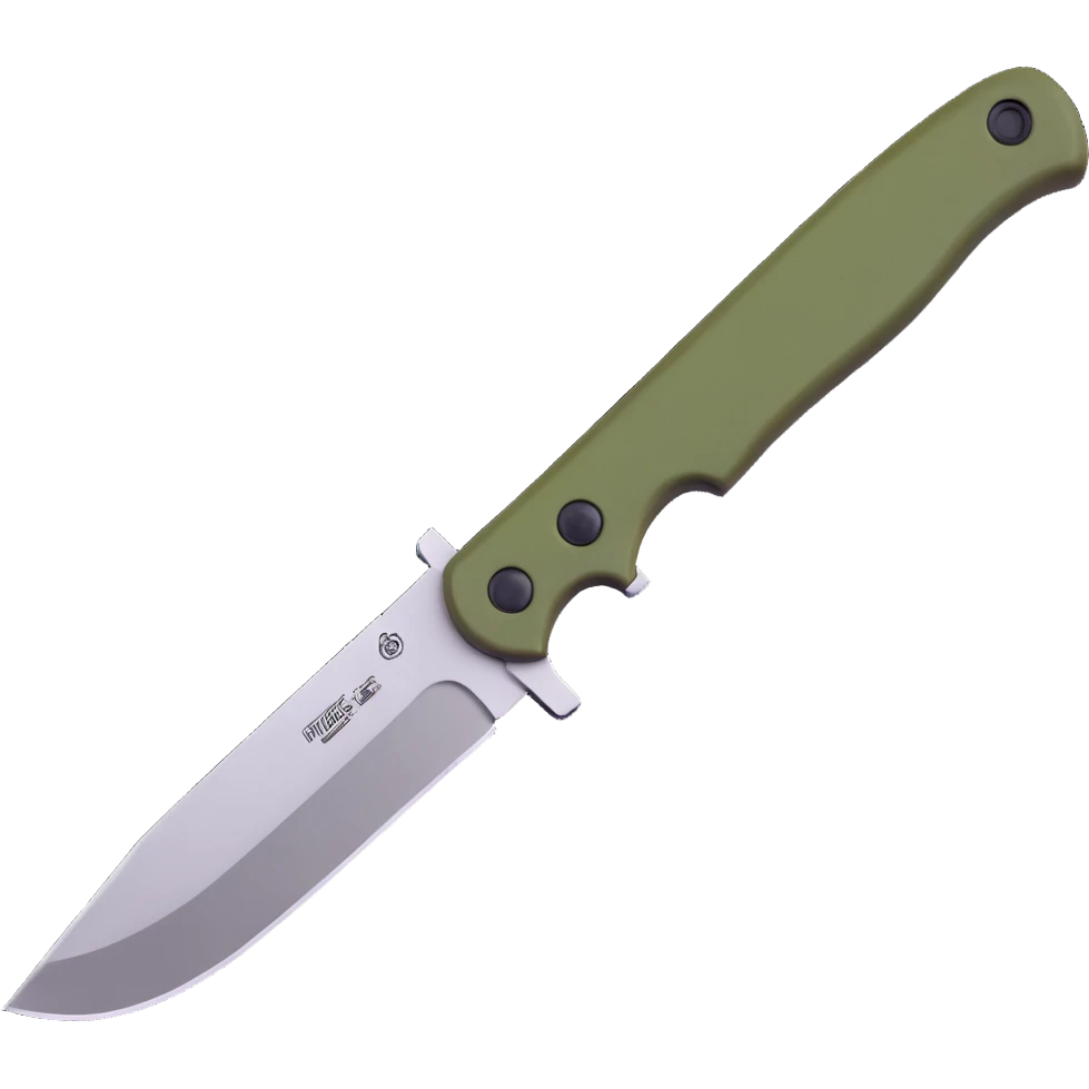 tactical bushcraft knife with olive green handle emoji