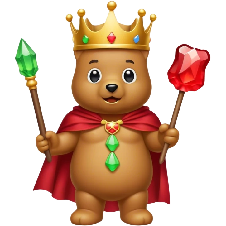Gummie bear king with a wand and cape emoji