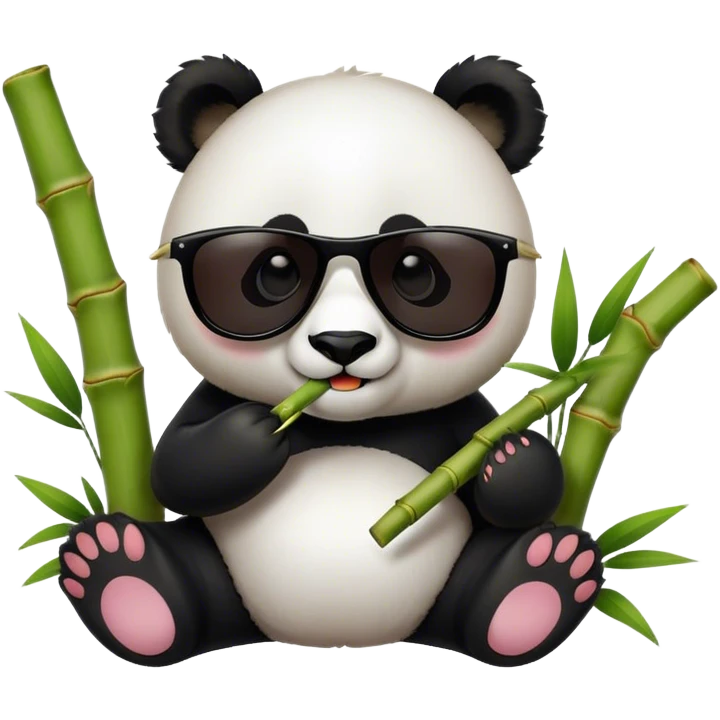 Panda with sunglasses eating bamboo  emoji