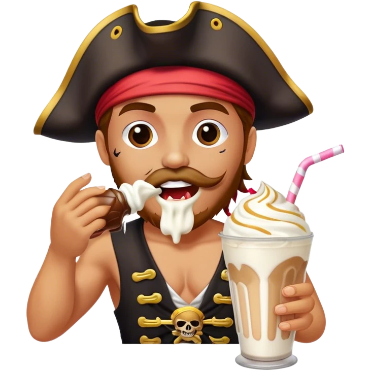 Pirate slurping a milkshake emoji