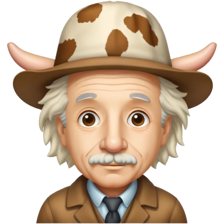 Albert ienstine wearing a cow hat emoji