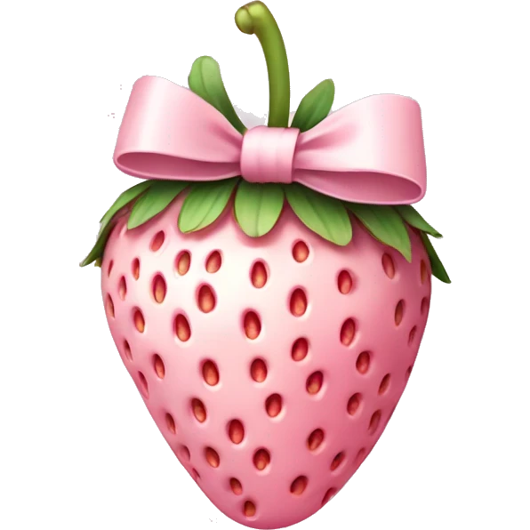  pale pink strawberry wrapped in pale pink bow emoji