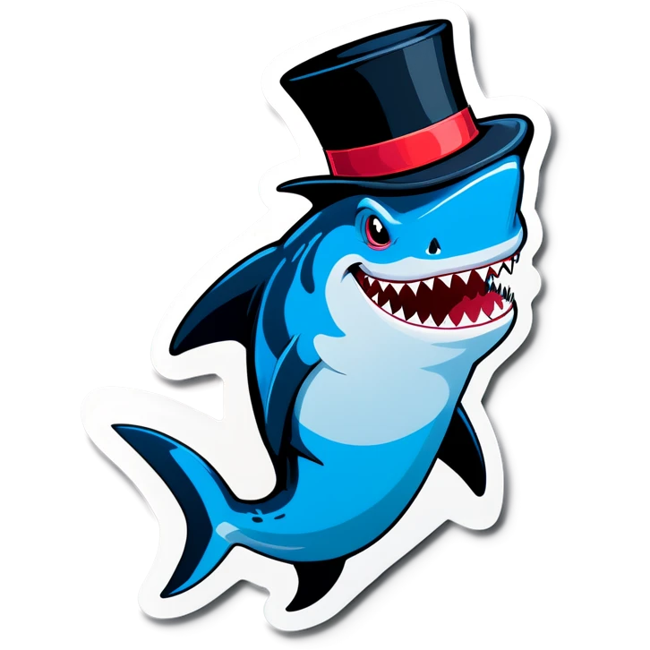 Shark with a top hat emoji