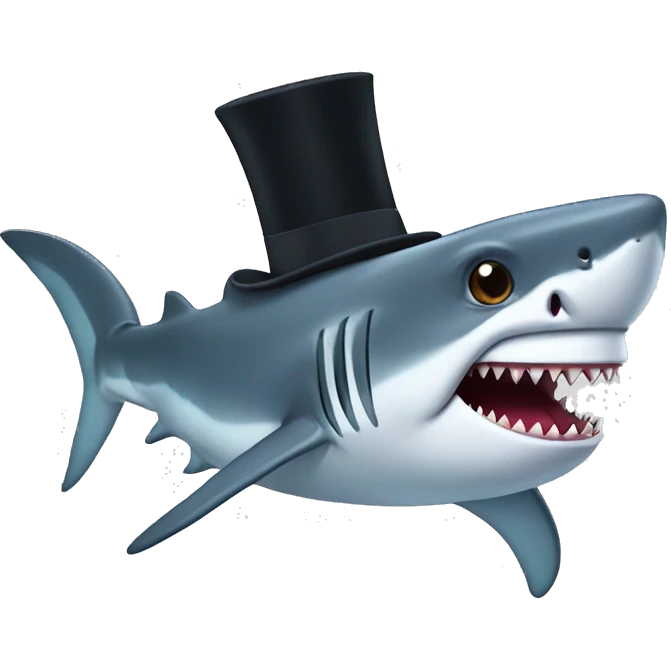 Shark with a top hat emoji