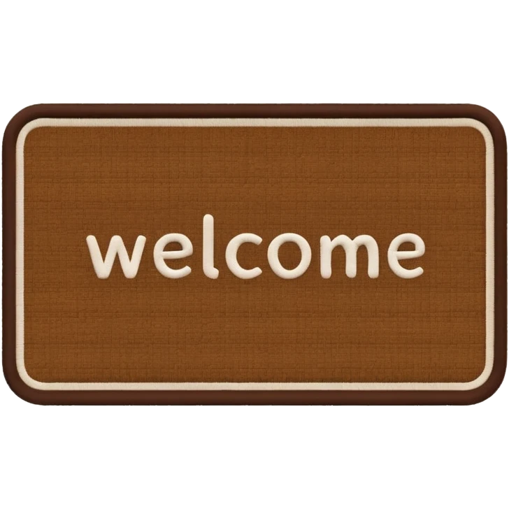 door mat with welcome message emoji