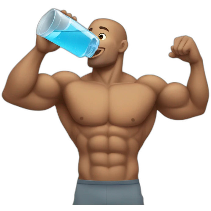 muscular man drinking water in glass emoji