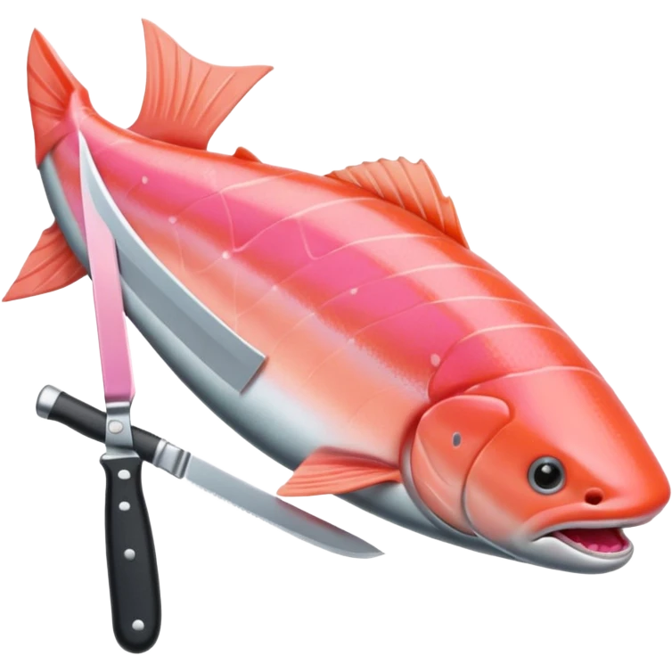 Salmon holding a knife emoji