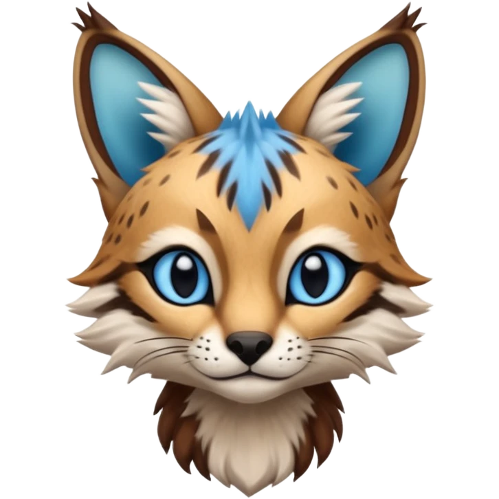 Realistic cute petite Colorful Soft Bobcat-Sergal-Numbat-Serval-Genet-Fakémon-fusion-hybrid-creature emoji