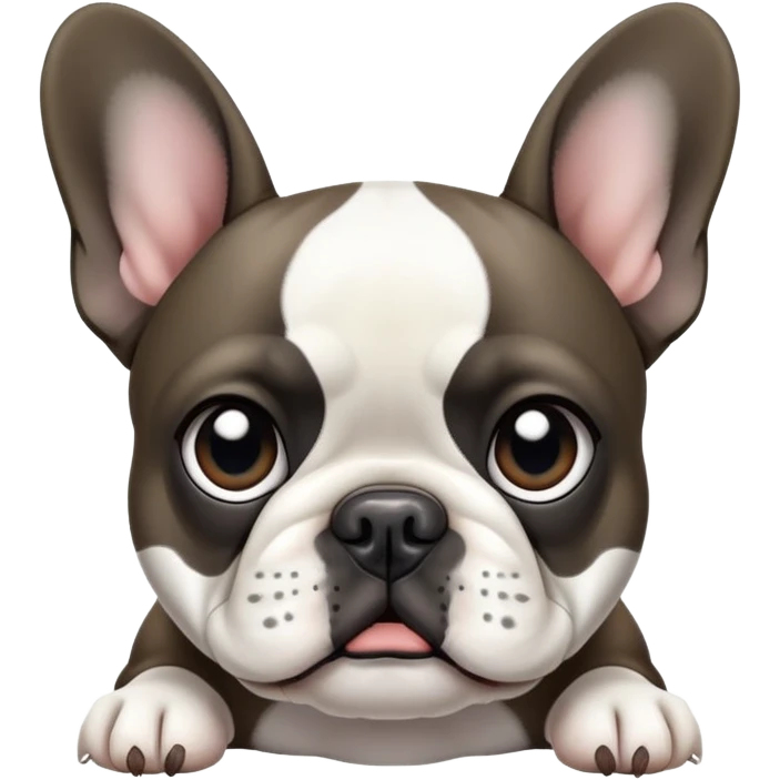 Little French bulldog. Color Mostly black with a little white on face and stomach emoji