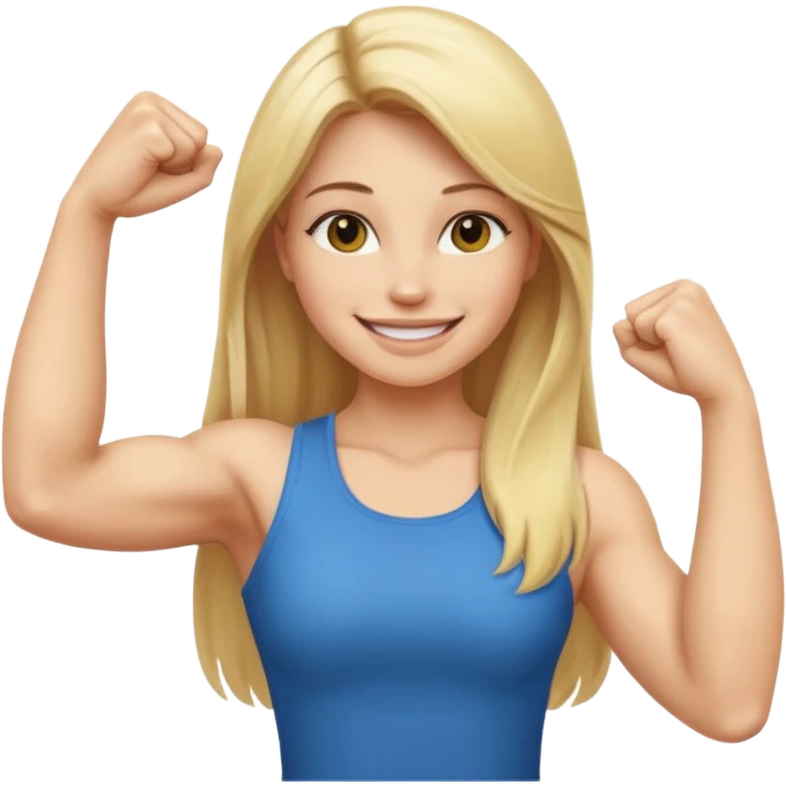 blonde long straight hair young women show biceps emoji emoji