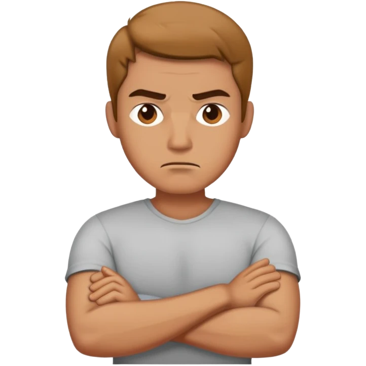 man with disapproving face and crossed arms emoji
