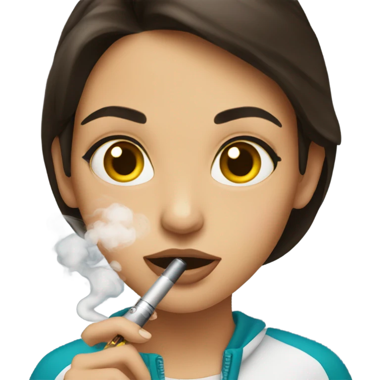 brunette girl vaping emoji