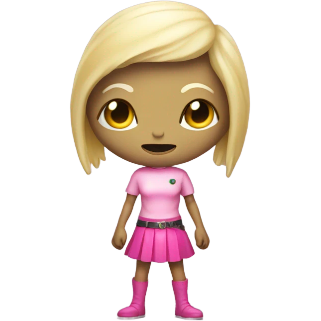 reptilian alien woman, blonde, in pink leather mini skirt, full body emoji
