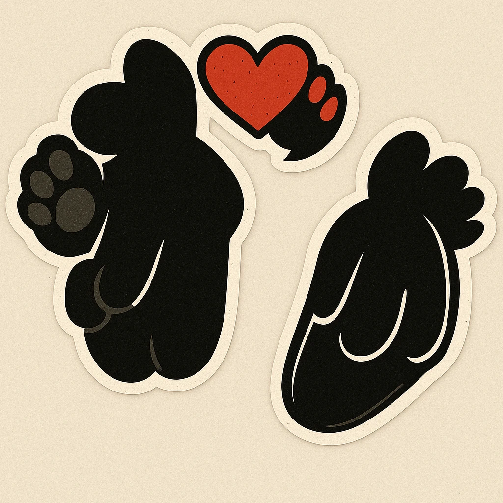 Make the puppy paws black, keep the heart and original style (original style was cartoonish stickers) emoji