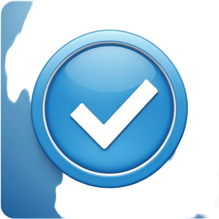 A white right ✔tick symbol on blue circle similar to verified badge emoji