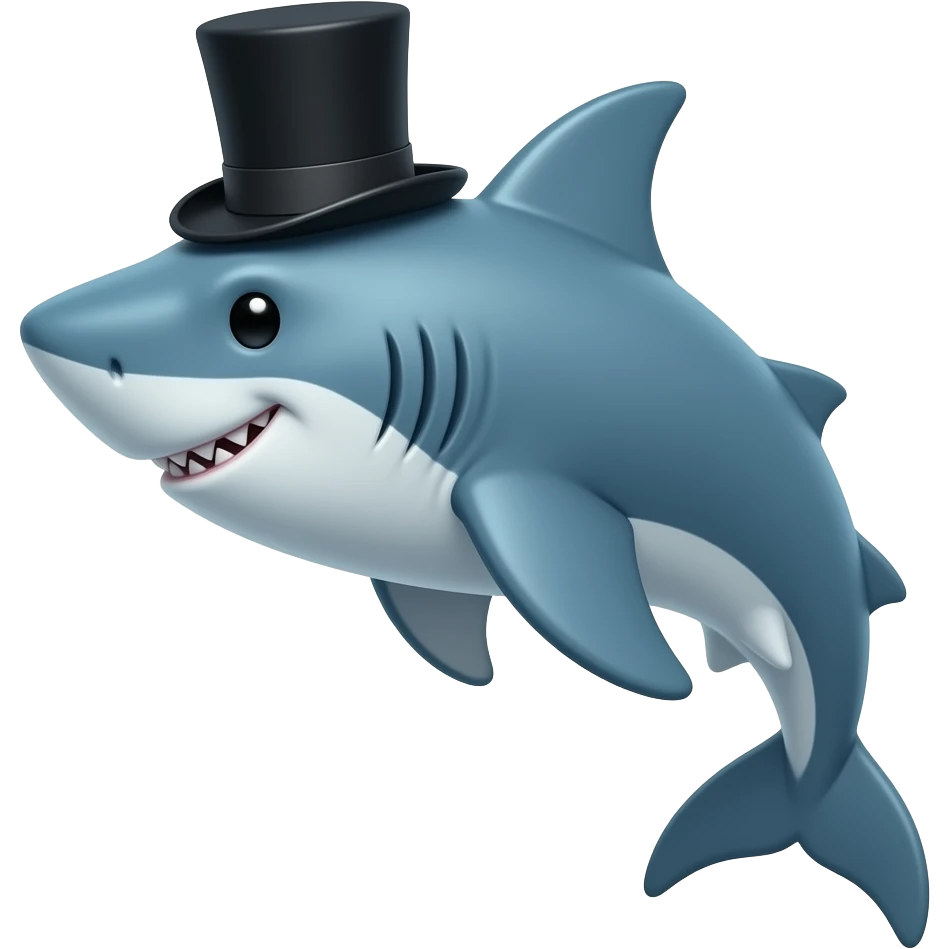 Shark with a top hat emoji