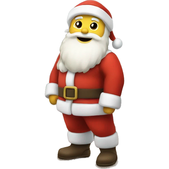 White Santa clause standing near a tree and a fire place emoji