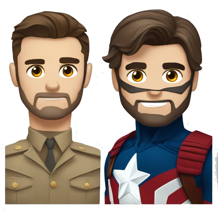 captain america and bucky barnes face emoji side by side, not mixed emoji
