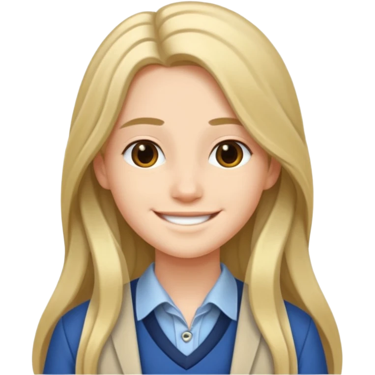 jeune cheveux long avec le sourire style européen emoji