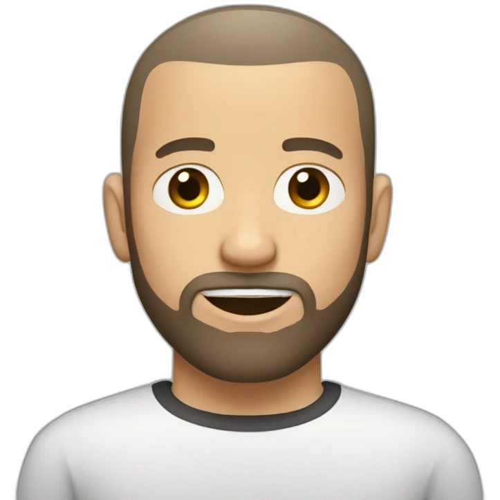 white man with dark buzz cut an beard emoji