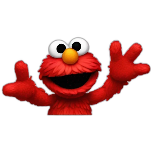 elmo with his hand up emoji