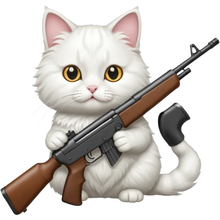 White Cat shooting a rifle emoji