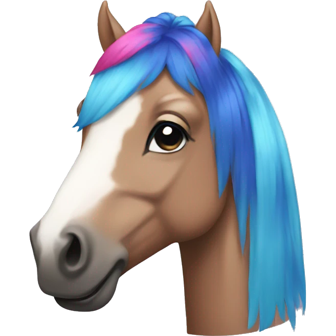 Horse with pink and blue hair emoji