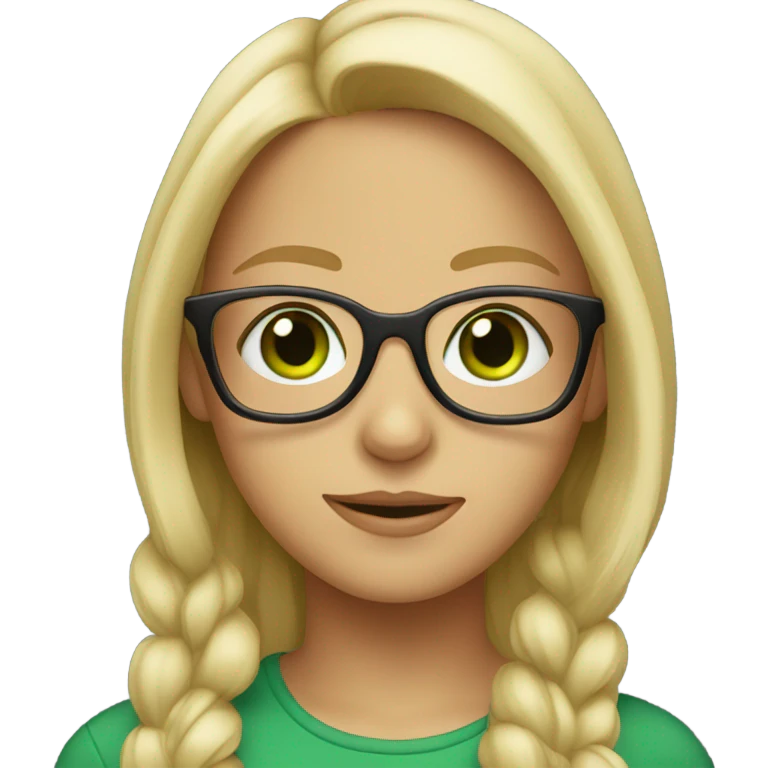 Blonde girl with green eyes and glasses  emoji