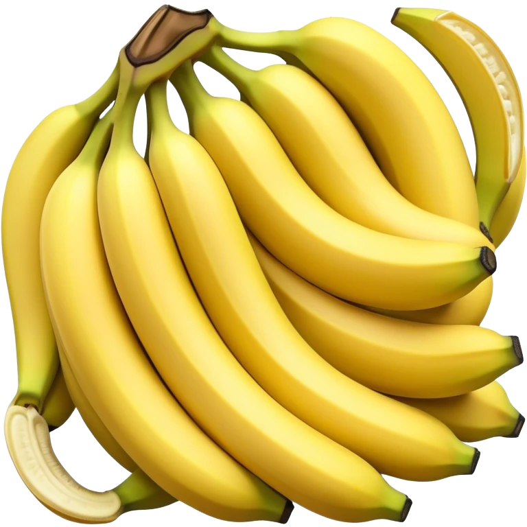 Cinematic bright yellow bananas, smooth peel with gentle curves, slightly ripened, stacked in a charming bunch, warm glowing background, soft and inviting. emoji