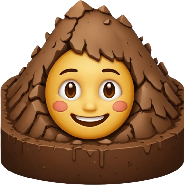 brown mud smile emoji with a subtle smile, soft highlights, no background, iPhone Apple emoji style emoji