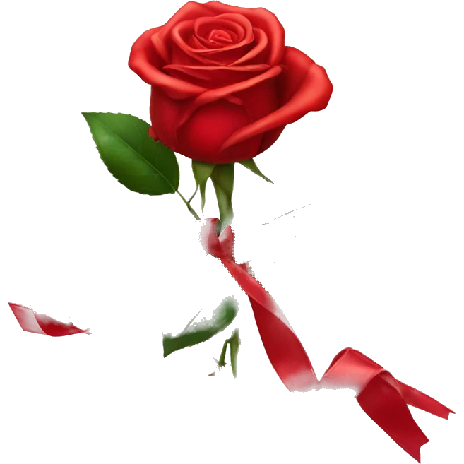 red rose and ribbon still life emoji