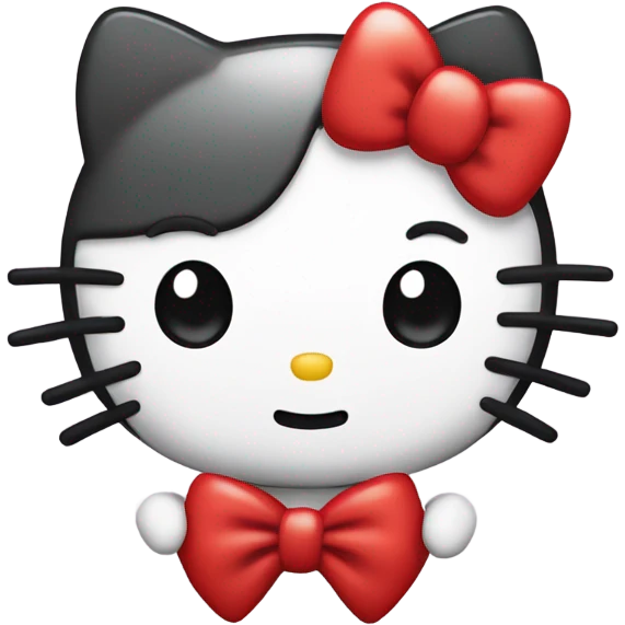 hello kitty with red bow but is cry lauhing emoji