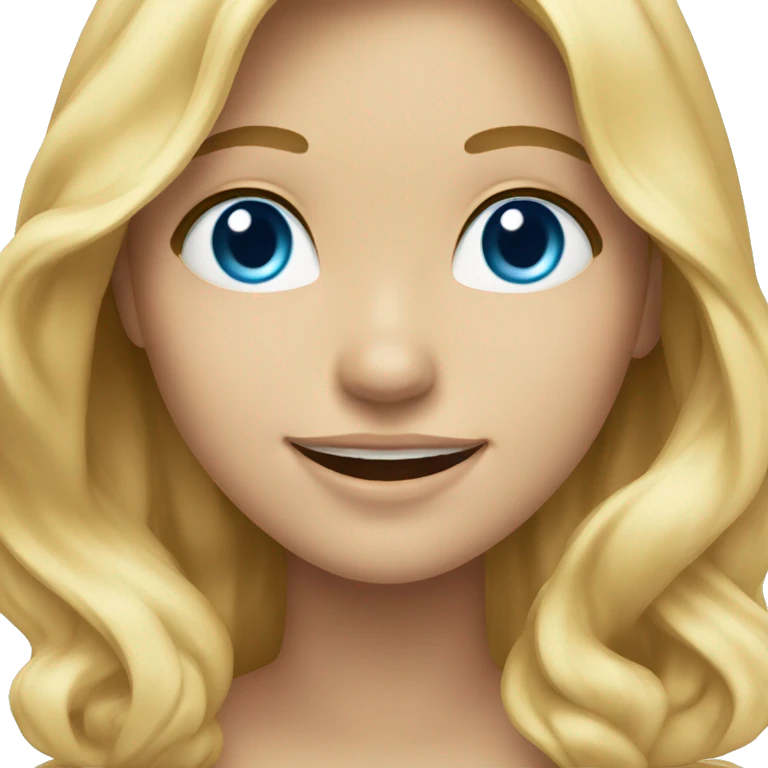 smiling girl with long wavy blond hair and blue eyes  emoji